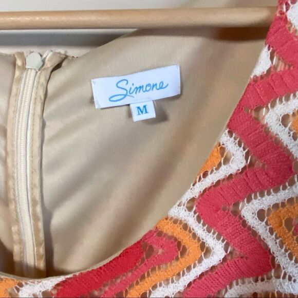 Simone Geometric Sleeveless Woven Shift Dress Multi-Colour Pattern Medium - Picture 4 of 5